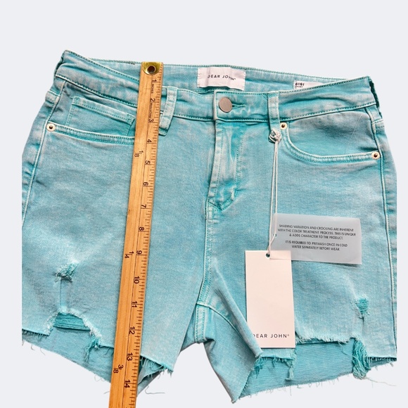 Dear John Shorts Womens 28 Blue Paradise Gigi High Rise Distressed Denim Raw Hem - Picture 12 of 12